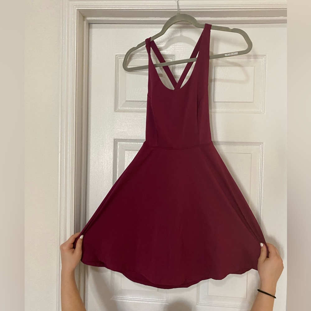 Maroon Criss Cross Open Back Active Dress